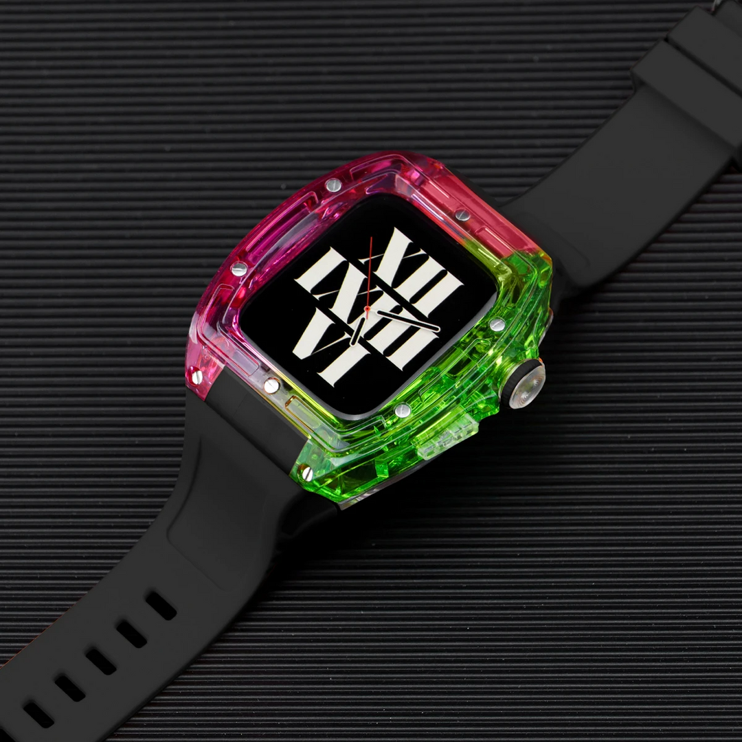 Transparente Regenbogen 2-in-1 Luxus-Gehäuse Hülle/Case inkl. Silikon Armband für Apple Watch Series 10, 9, Ultra | ZITOCASES®