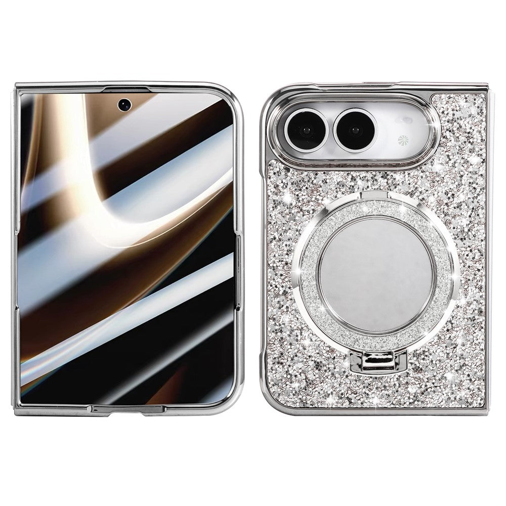 Spiegel/Glitzer Flakes MagSafe/Magnet Hülle/Case mit integriertem Ständer für iPhone Duo