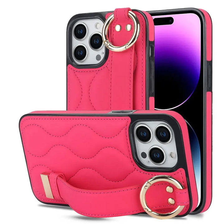 Kunstleder/Polster Wellen Hülle/Case inkl. Halteband für iPhone 13, 12-Serie | ZITOCASES®