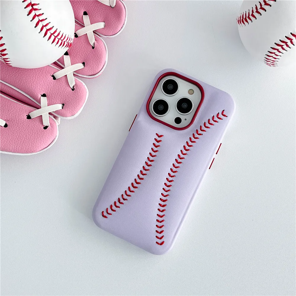 Baseball Design Kunstleder Hülle/Case für iPhone 16, 16 Plus, 16 Pro, 16 Pro Max, 16e, 15, 15 Plus, 15 Pro, 15 Pro Max, 14, 14 Plus, 14 Pro, 14 Pro Max, 13, 13 Pro, 13 Pro Max, 13 Mini, 12, 12 Pro, 12 Pro Max, 12 Mini, SE, 11, 11 Pro, 11 Pro Max | ZITOCASES®