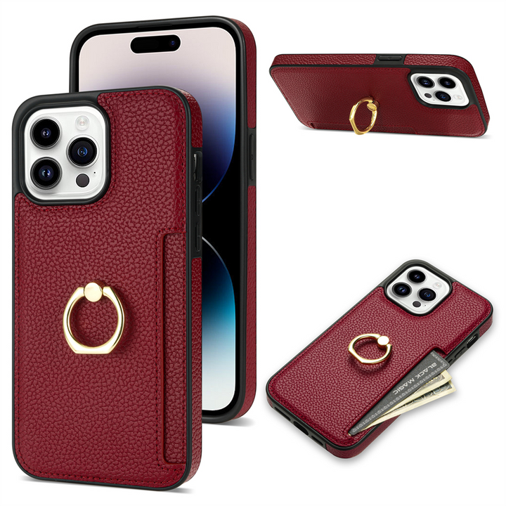 Kunstleder Kartenfach Hülle/Case inkl. Ring für iPhone 16, 15, 14, 13-Serie | ZITOCASES®