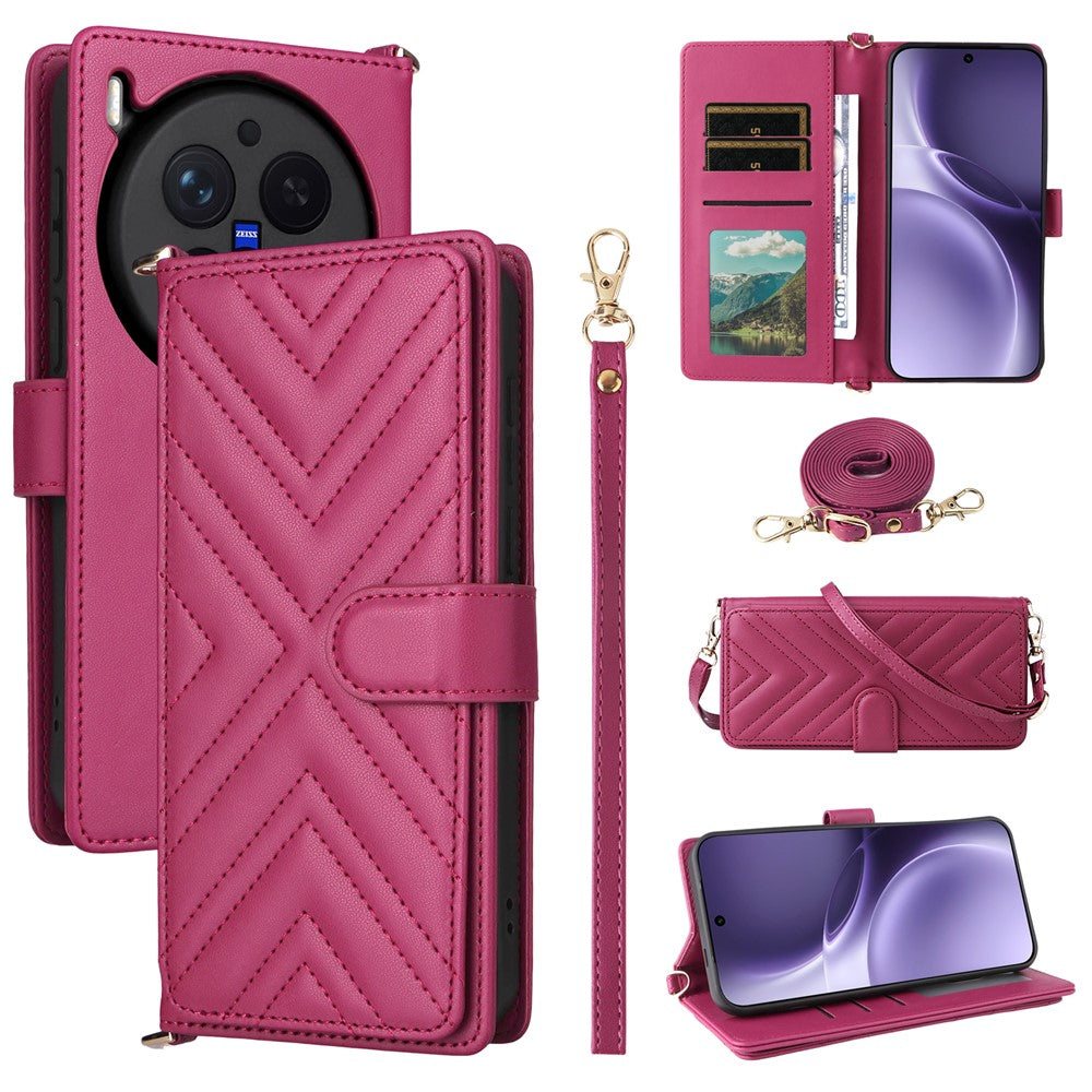 Karierte Kunstleder Brieftaschen Hülle/Case für Vivo X300, X300 Pro