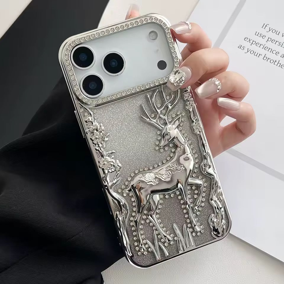 3D Rentier Glitzer/Diamant Silikon Hülle/Case für iPhone 17 Pro, 17 Pro Max