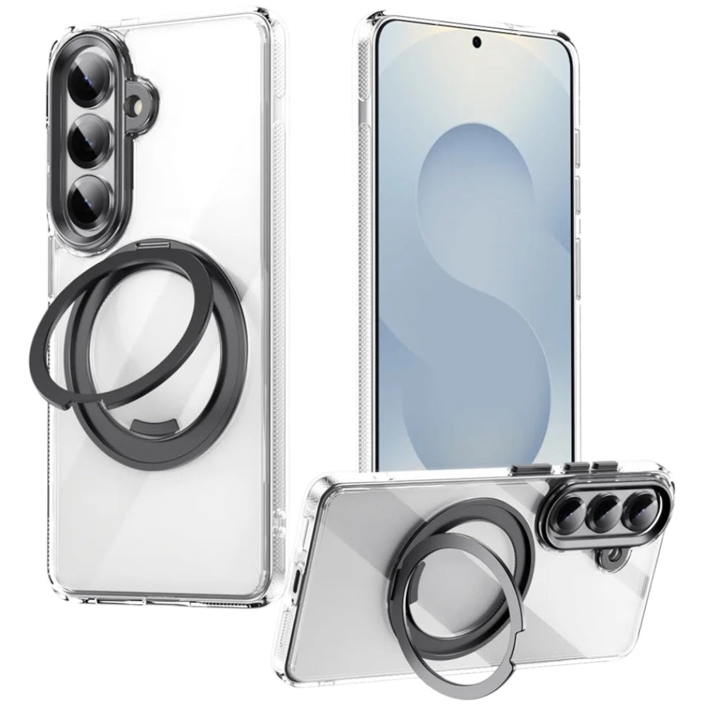 Transparente/Chrom MagSafe/Magnet Hülle/Case inkl. Ständer/Auflage für Samsung Galaxy S26, S26 Plus, S26 Ultra