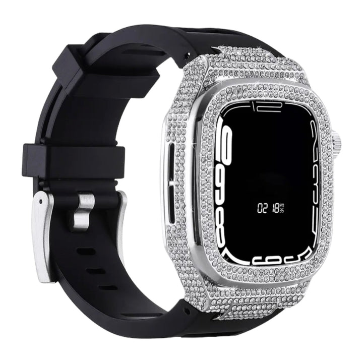 ICED OUT Diamant/Edelstahl 2-in-1 Luxus-Gehäuse Hülle/Case inkl. Silikon Armband für Apple Watch Series 10, 9, 8, 7, 6, 5, 4, SE | ZITOCASES®