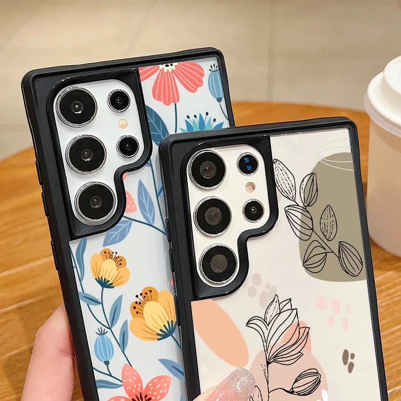 Transparente Blumen/Blüten Motiv Hülle/Case mit schwarzen Rahmen für Samsung Galaxy S24, S24 Plus, S24 Ultra, S24 FE, S23 FE, S23, S23 Plus, S23 Ultra, S22, S22 Plus, S22 Ultra, S21 FE, S21, S21 Plus, S21 Ultra, S20, S20 Plus, S20 Ultra, S20 FE, S10 | ZITOCASES®