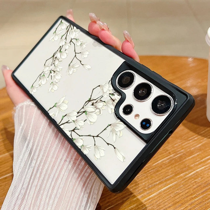 Transparente Blumen/Blüten Motiv Hülle/Case mit schwarzen Rahmen für Samsung Galaxy S24, S24 Plus, S24 Ultra, S24 FE, S23 FE, S23, S23 Plus, S23 Ultra, S22, S22 Plus, S22 Ultra, S21 FE, S21, S21 Plus, S21 Ultra, S20, S20 Plus, S20 Ultra, S20 FE, S10 | ZITOCASES®