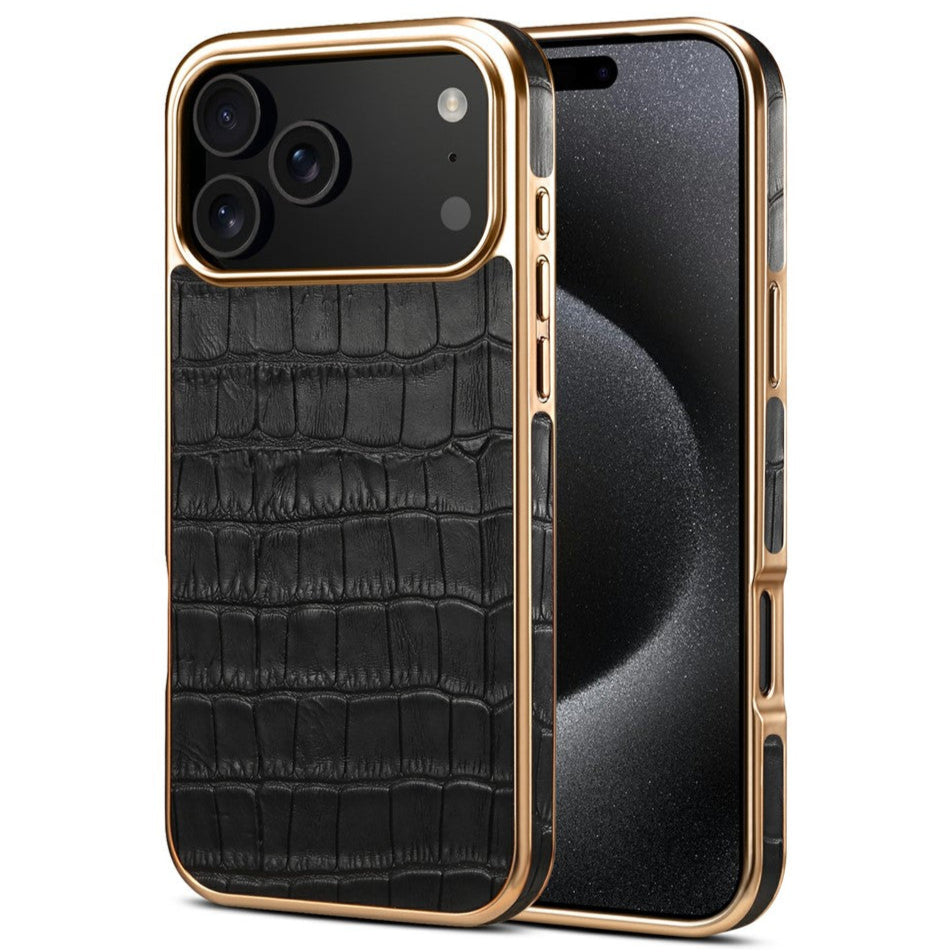 Gold/Chrom Krokodil-Leder Optik Hülle/Case für iPhone 17 Pro, 17 Pro Max | ZITOCASES®