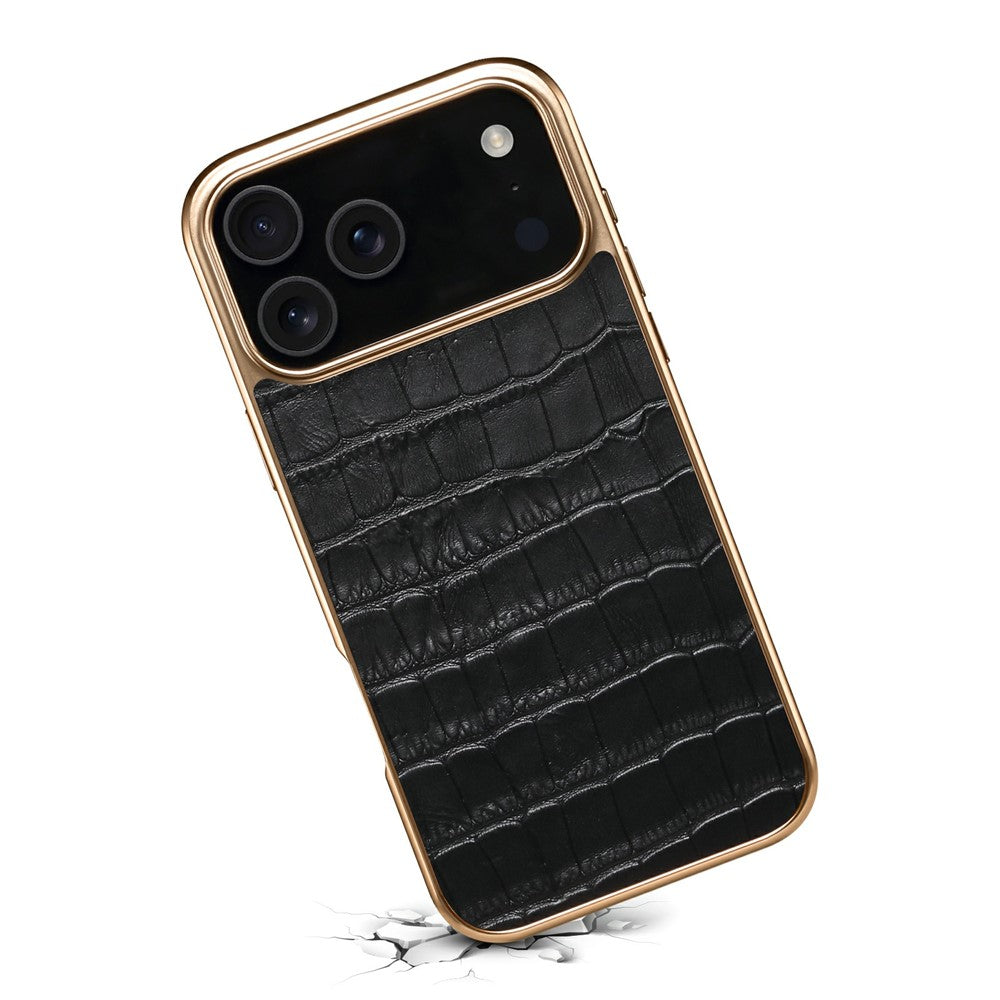 Gold/Chrom Krokodil-Leder Optik Hülle/Case für iPhone 17 Pro, 17 Pro Max | ZITOCASES®