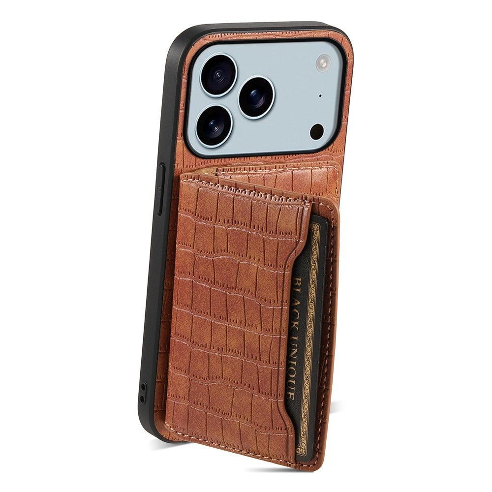 Krokodil-Leder Optik Hülle/Case mit Kartenfach und integriertem Ständer für iPhone 17 Pro, 17 Pro Max | ZITOCASES®
