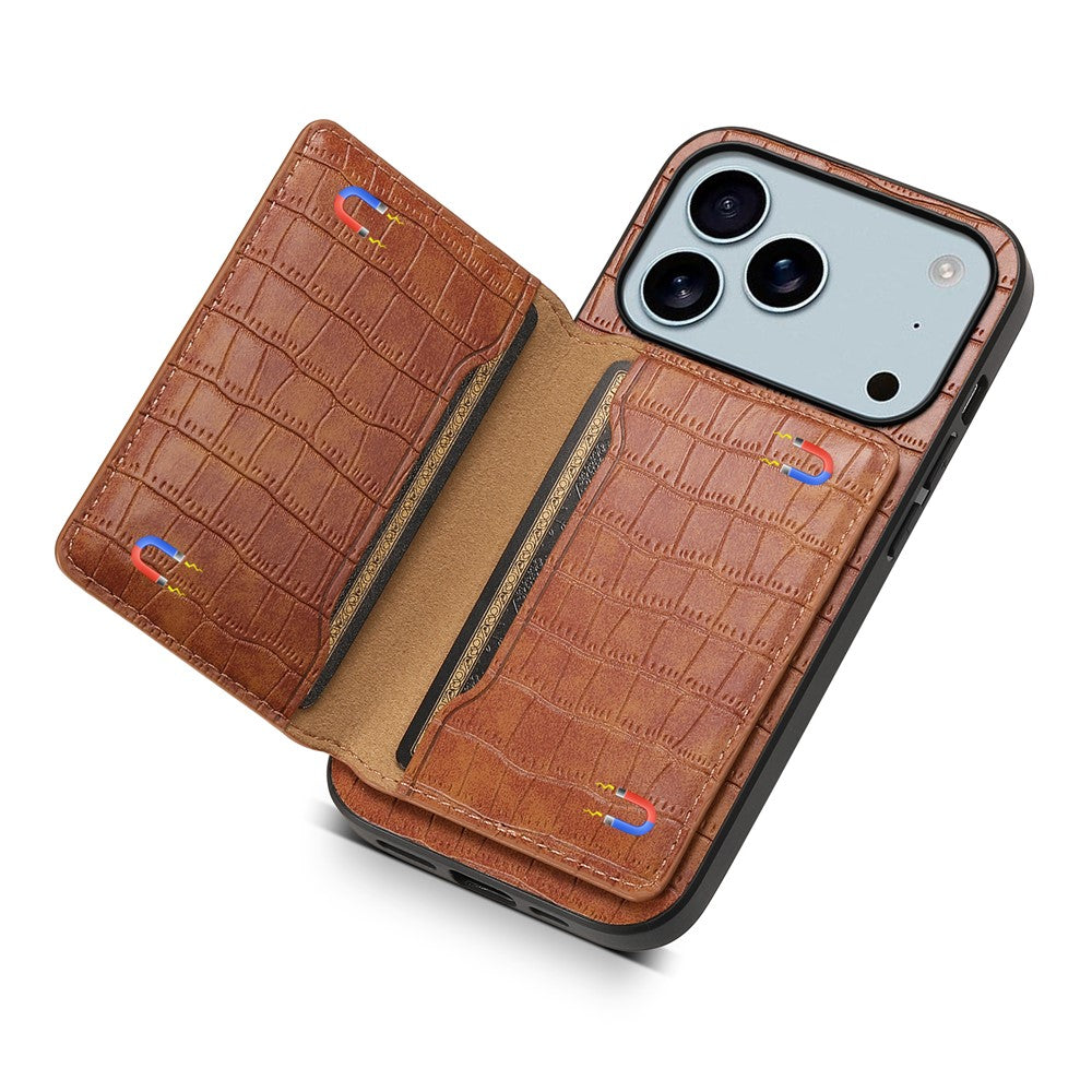 Krokodil-Leder Optik Hülle/Case mit Kartenfach und integriertem Ständer für iPhone 17 Pro, 17 Pro Max | ZITOCASES®