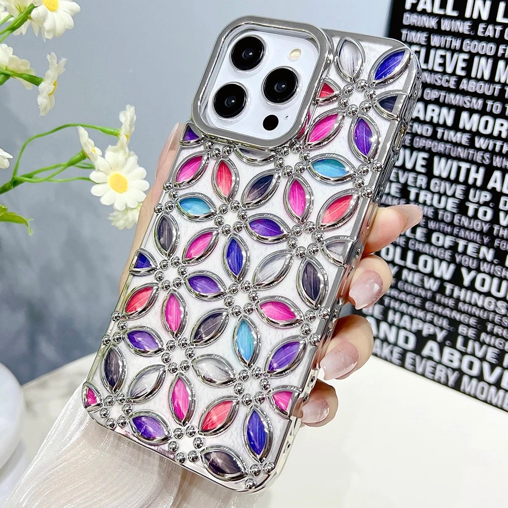 3D Blumen Motiv Hochglanz/Chrom Hülle/Case für iPhone 16, 15, 14, 13-Serie | ZITOCASES®