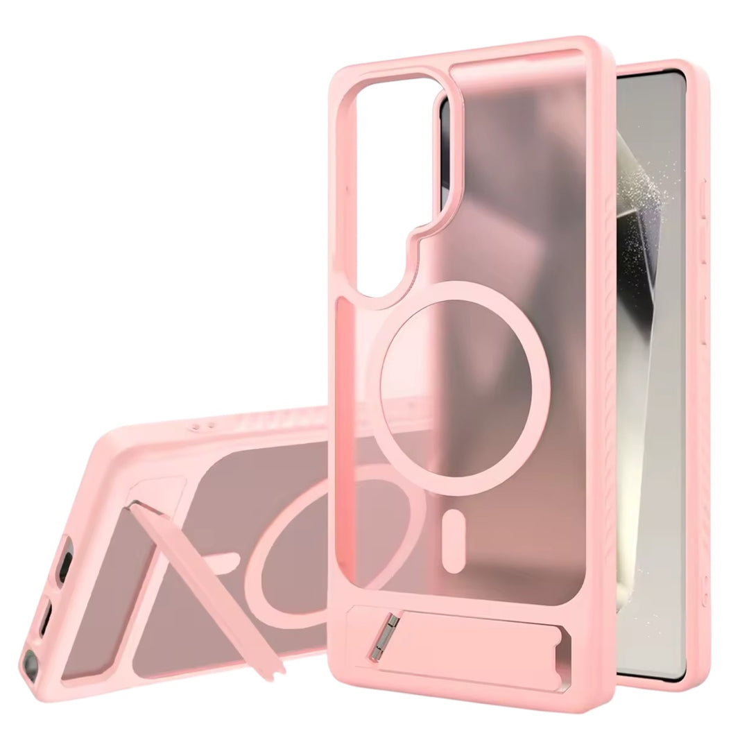 Transparente/Matte MagSafe/Magnet Plastik Hülle/Case inkl. Ständer/Auflage für Samsung Galaxy S26, S26 Plus, S26 Ultra