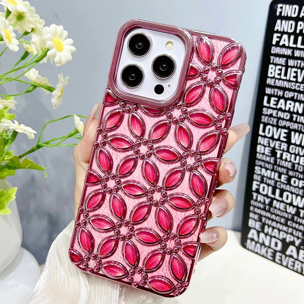 3D Blumen Motiv Hochglanz/Chrom Hülle/Case für iPhone 16, 15, 14, 13-Serie | ZITOCASES®