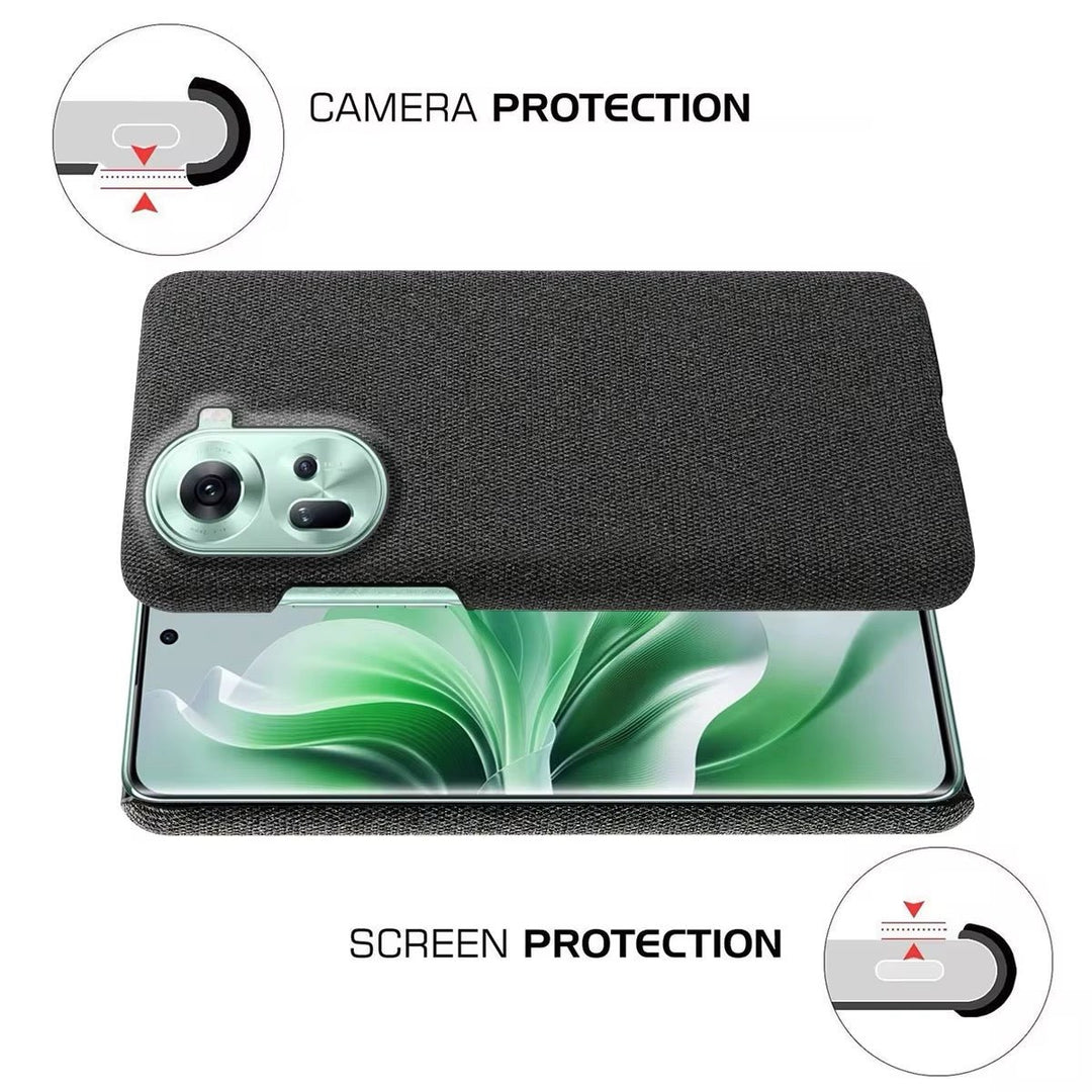 Stoff überzogene Soft Hülle/Case für Oppo Reno 13, 13 Pro, 12, 12 Pro, 11, 11 Pro, 10, 10 Pro, 9, 9 Pro, 9 Pro Plus, 8, 8T, 8 Pro, 7, 7 Pro, 7 SE, 6, 2, 2Z, 5G, Ace, Z, Find X8, X8 Pro, X7, X7 Ultra, X6, X6 Pro, X5, X5 Pro, X5 Lite, X3 Pro | ZITOCASES®