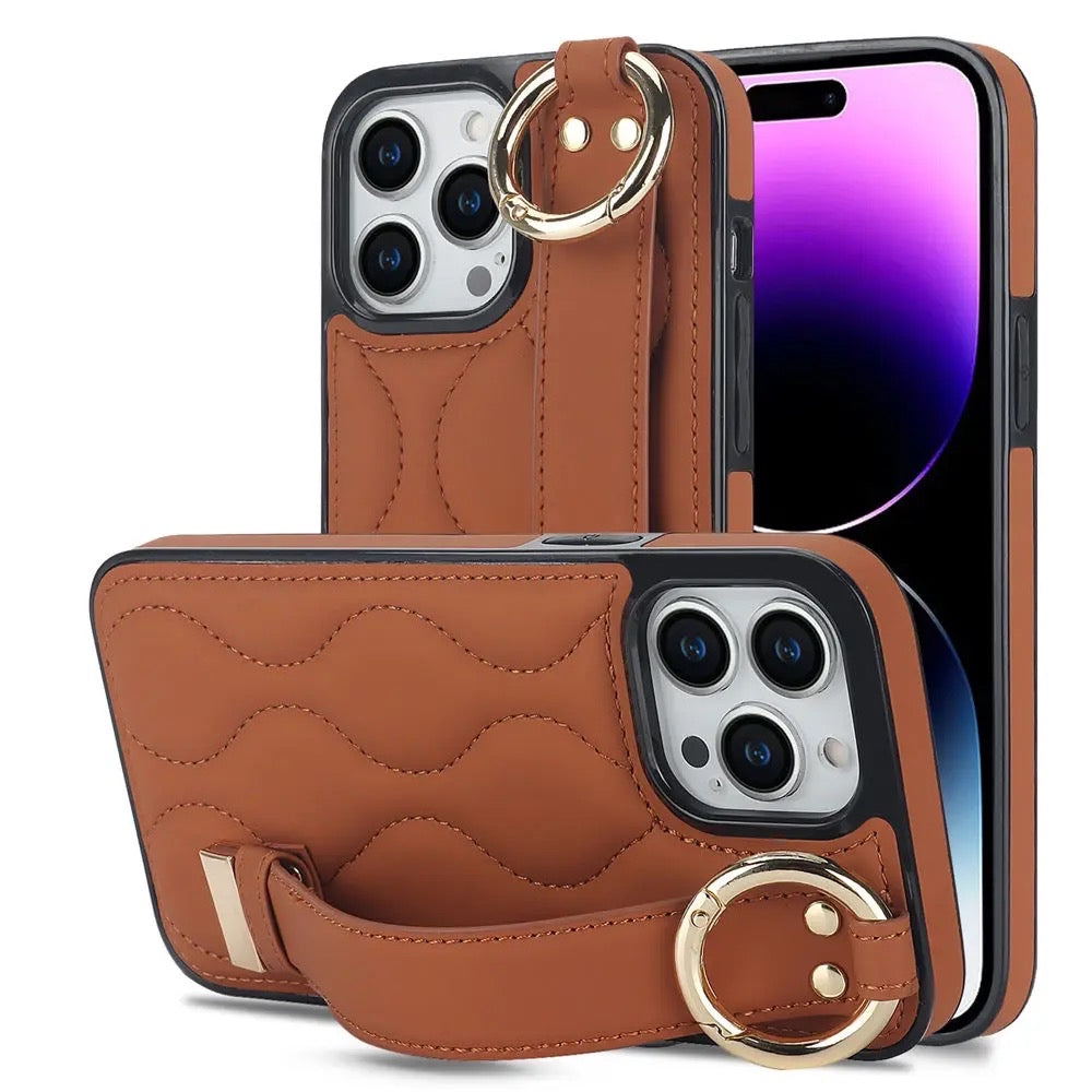 Kunstleder/Polster Wellen Hülle/Case inkl. Halteband für iPhone 16, 16 Plus, 16 Pro, 16 Pro Max, 16e, 15, 15 Plus, 15 Pro, 15 Pro Max, 14, 14 Plus, 14 Pro, 14 Pro Max, 13, 13 Pro, 13 Pro Max, 13 Mini, 12, 12 Pro, 12 Pro Max, 12 Mini, SE, 11, 11 Pro | ZITOCASES®