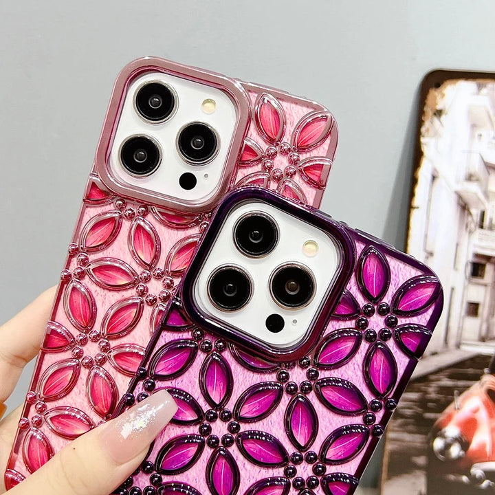 3D Blumen Motiv Hochglanz/Chrom Hülle/Case für iPhone 16, 15, 14, 13-Serie | ZITOCASES®