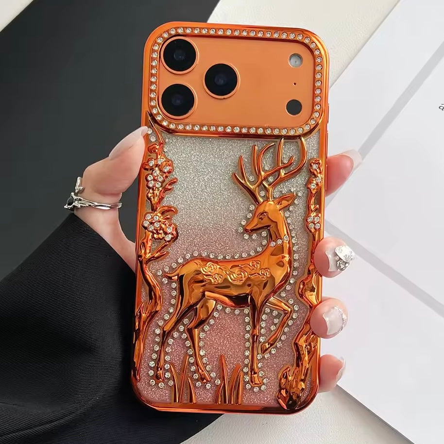 3D Rentier Glitzer/Diamant Silikon Hülle/Case für iPhone 17 Pro, 17 Pro Max