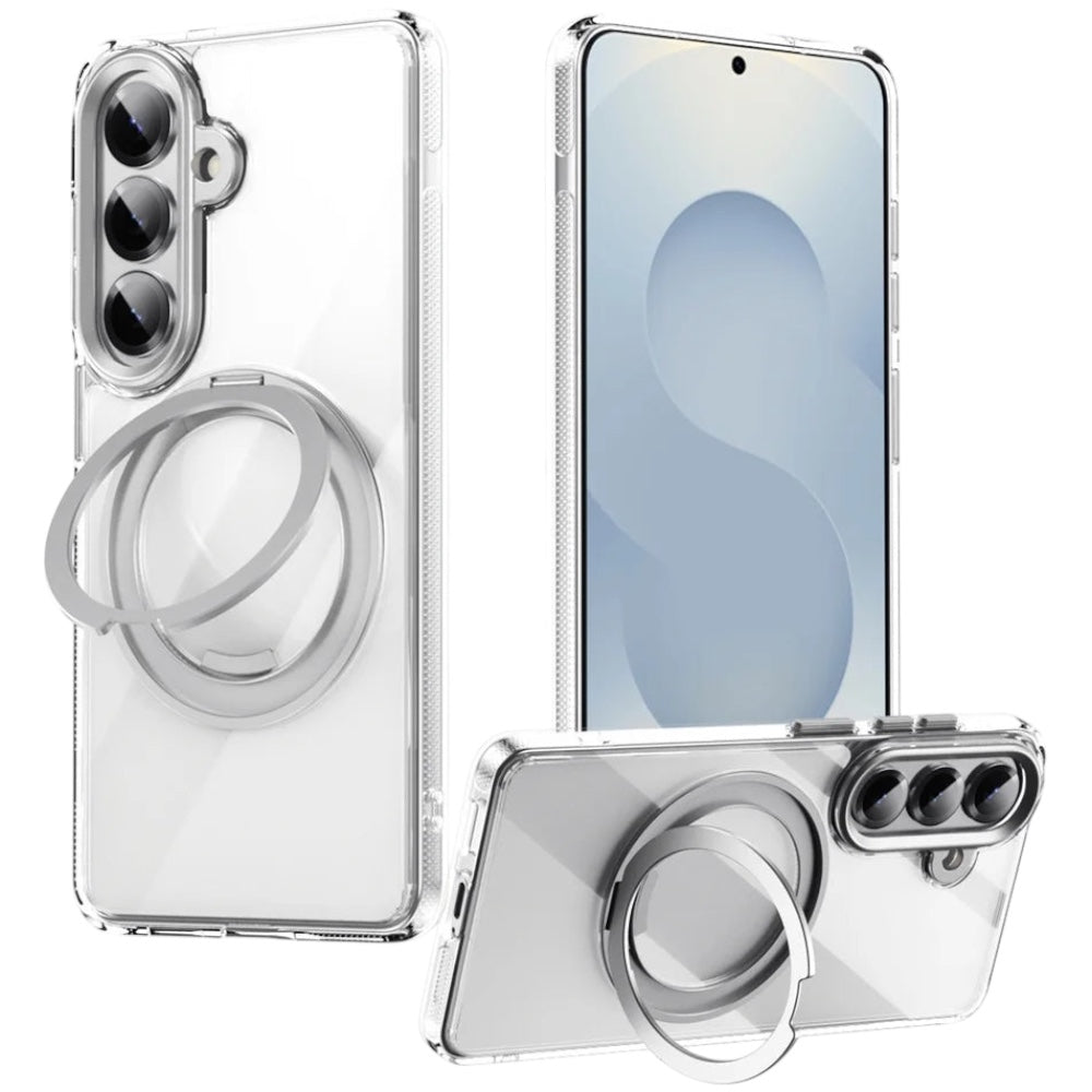 Transparente/Chrom MagSafe/Magnet Hülle/Case inkl. Ständer/Auflage für Samsung Galaxy S26, S26 Plus, S26 Ultra