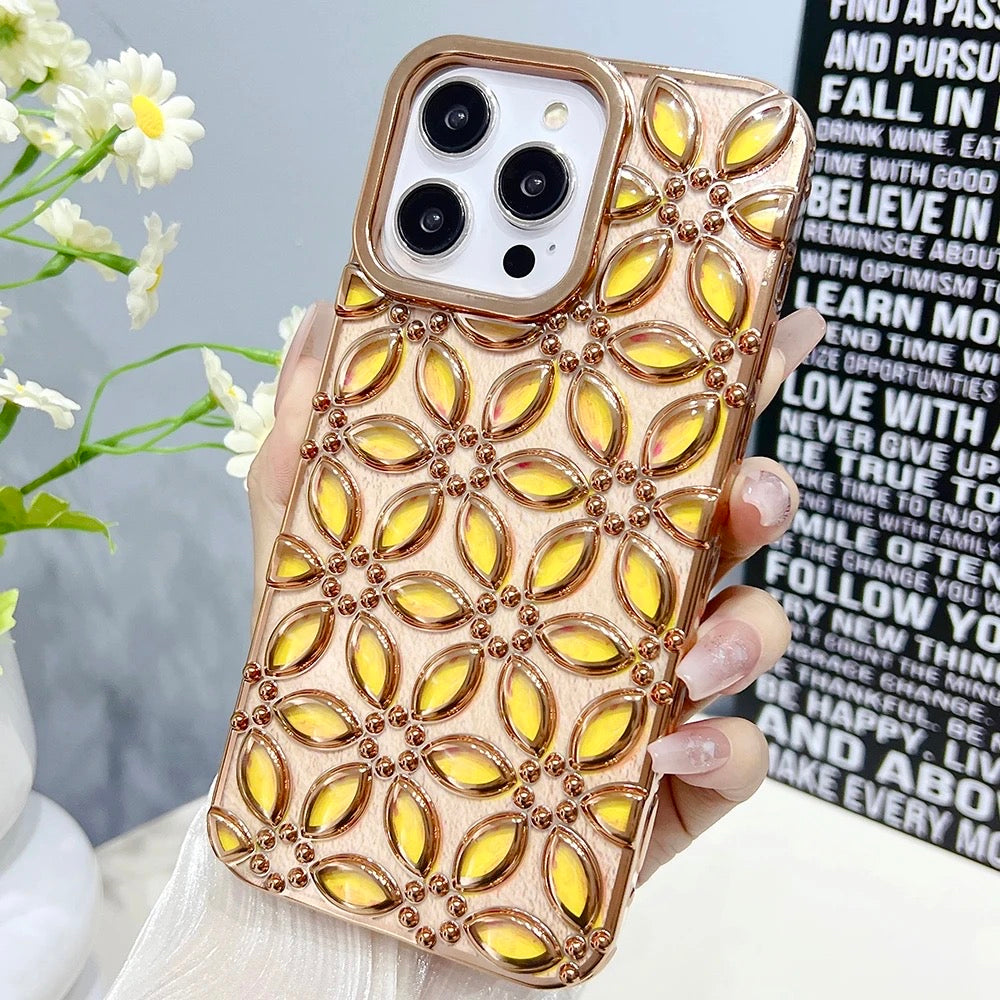 3D Blumen Motiv Hochglanz/Chrom Hülle/Case für iPhone 16, 15, 14, 13-Serie | ZITOCASES®