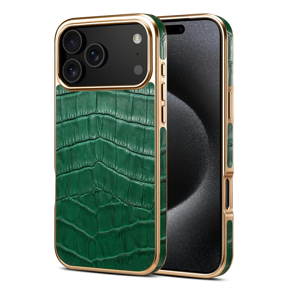 Gold/Chrom Krokodil-Leder Optik Hülle/Case für iPhone 17 Pro, 17 Pro Max | ZITOCASES®