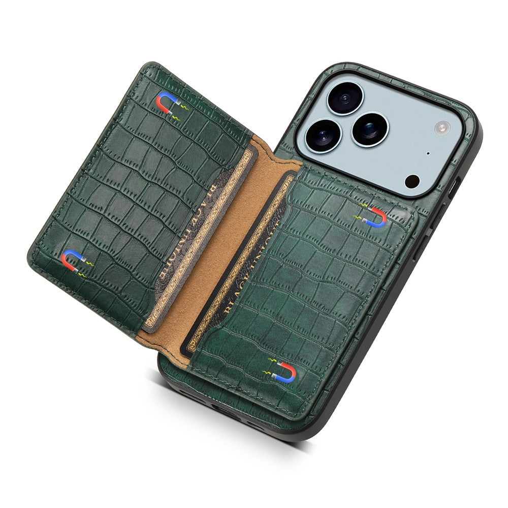 Krokodil-Leder Optik Hülle/Case mit Kartenfach und integriertem Ständer für iPhone 17 Pro, 17 Pro Max | ZITOCASES®