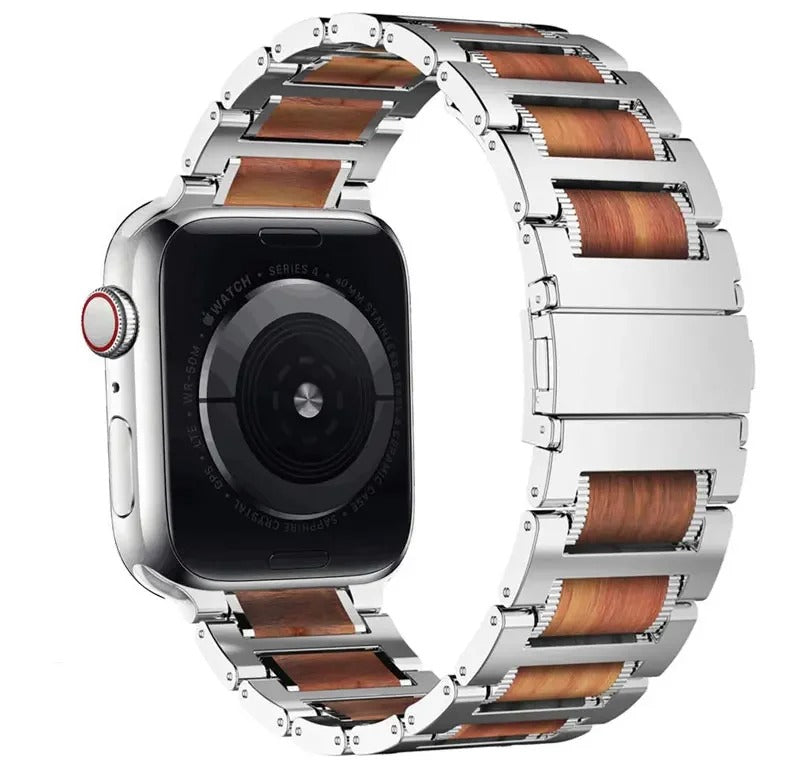 Edelstahl/Holz Armband für Apple Watch Series 10, 9, 8, 7, 6, 5, 4, 3, 2, 1, SE, Ultra | ZITOCASES®