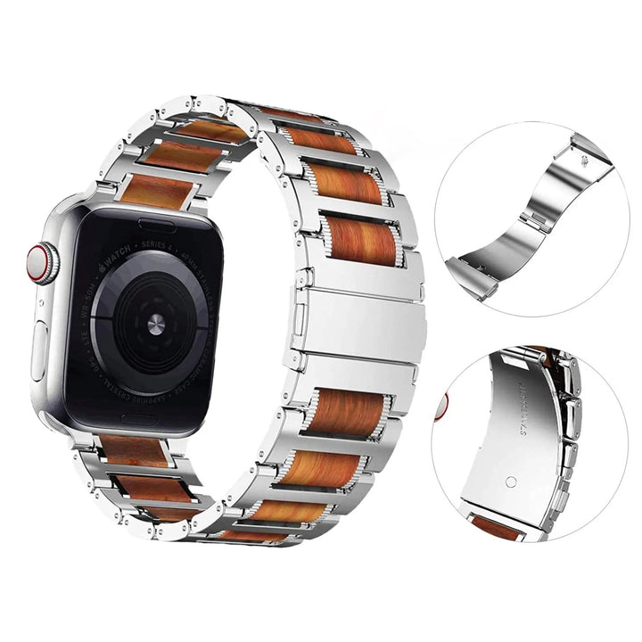 Edelstahl/Holz Armband für Apple Watch Series 10, 9, 8, 7, 6, 5, 4, 3, 2, 1, SE, Ultra | ZITOCASES®