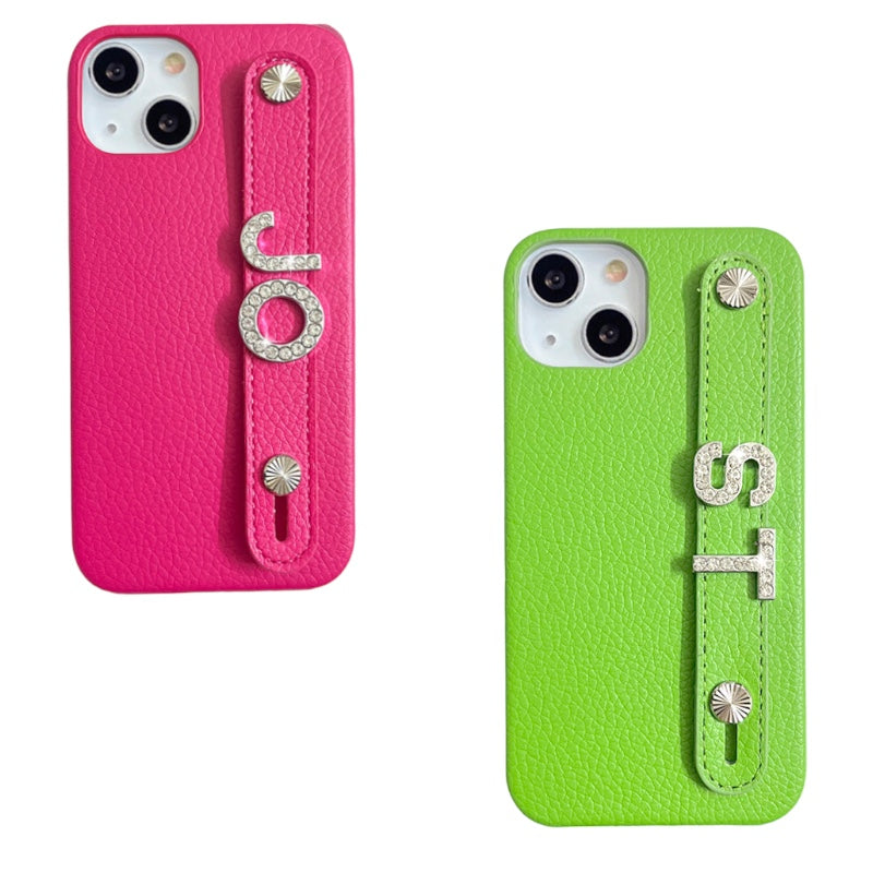 Personalisierte Kunstleder Hülle/Case mit individuellem 3D Diamant/Edelstahl Namen/Wort für iPhone | ZITOCASES®