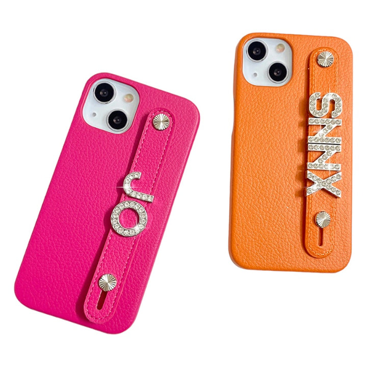 Personalisierte Kunstleder Hülle/Case mit individuellem 3D Diamant/Edelstahl Namen/Wort für iPhone | ZITOCASES®