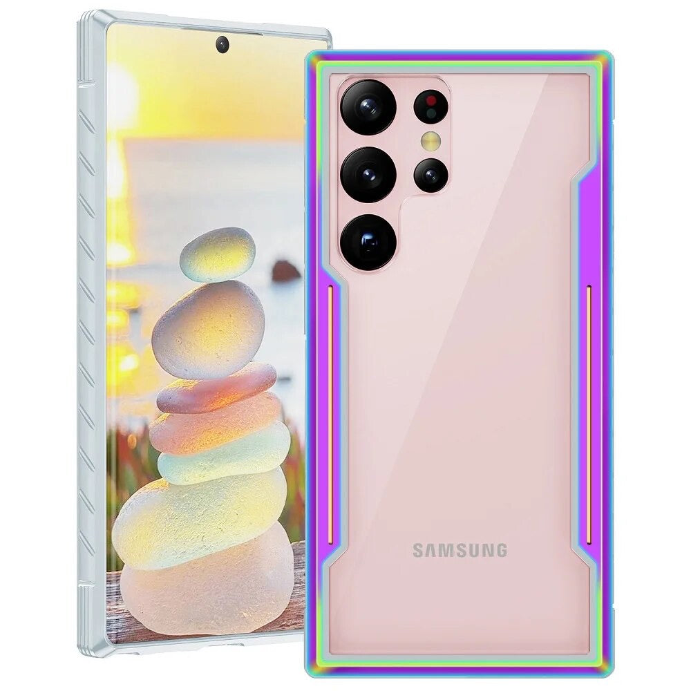 Transparente Plastik Hülle/Case mit Chrom/Regenbogen Rahmen für Samsung Galaxy S25, S25 Plus, S25 Ultra, S24, S24 Plus, S24 Ultra, S24 FE, S23 FE, S23, S23 Plus, S23 Ultra, S22, S22 Plus, S22 Ultra, S21 FE, S21, S21 Plus, S21 Ultra, S20, S20 Plus | ZITOCASES®