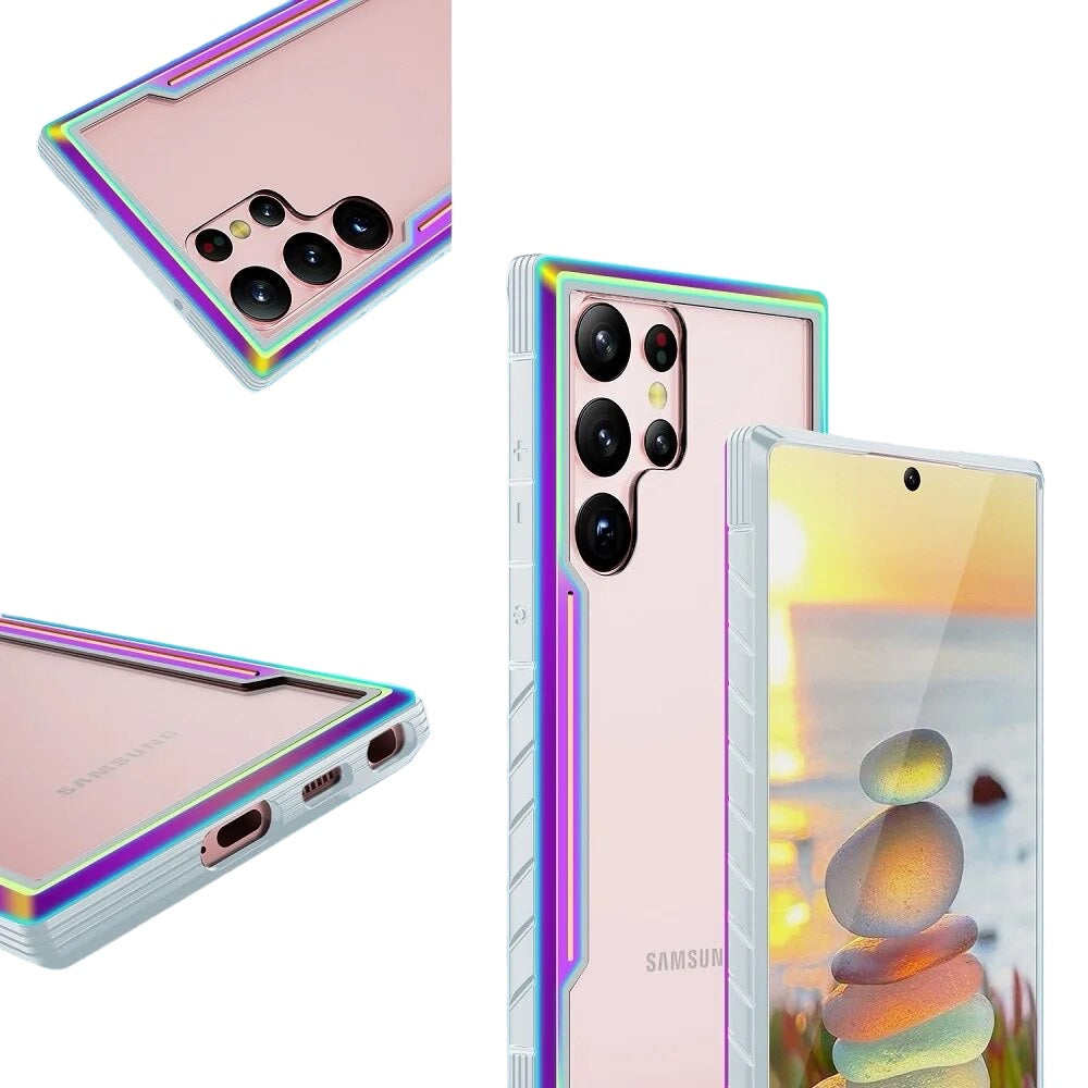 Transparente Plastik Hülle/Case mit Chrom/Regenbogen Rahmen für Samsung Galaxy S24, S24 Plus, S24 Ultra, S24 FE, S23 FE, S23, S23 Plus, S23 Ultra, S22, S22 Plus, S22 Ultra, S21 FE, S21, S21 Plus, S21 Ultra, S20, S20 Plus, S20 Ultra, S20 FE, S10 | ZITOCASES®