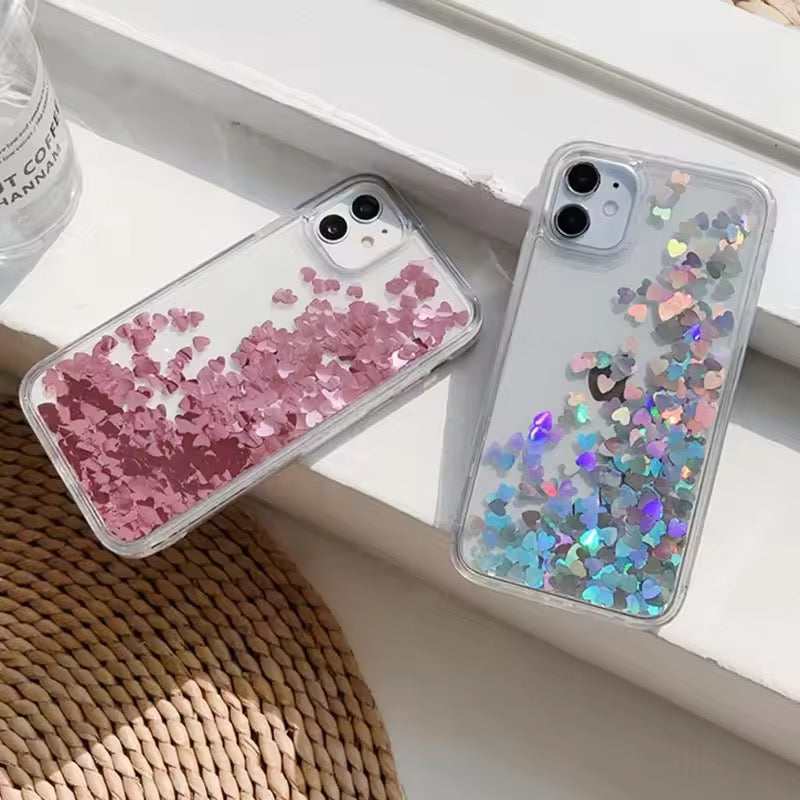 Liquid Schwimmende Glitzer Herz Hülle/Case verschiedene Farben für iPhone 16, 15, 14-Serie | ZITOCASES®