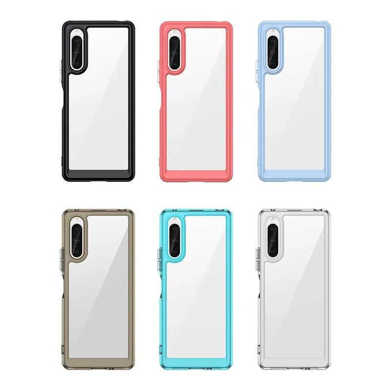 Transparente Silikon/Plastik Hülle/Case mit buntem Rahmen für Sony Xperia XA2, 1 II, 1 III, 1 IV, 1 V, 1 VI, 5, 5 III, 5 IV Pro, 5 V, 5 VI, 8 | ZITOCASES®