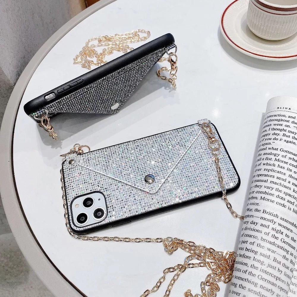 SALE | iPhone XS Max | Diamant Brieftaschen Hülle/Case zum Umhängen (Inkl. Edelstahl Kordel) | ZITOCASES®