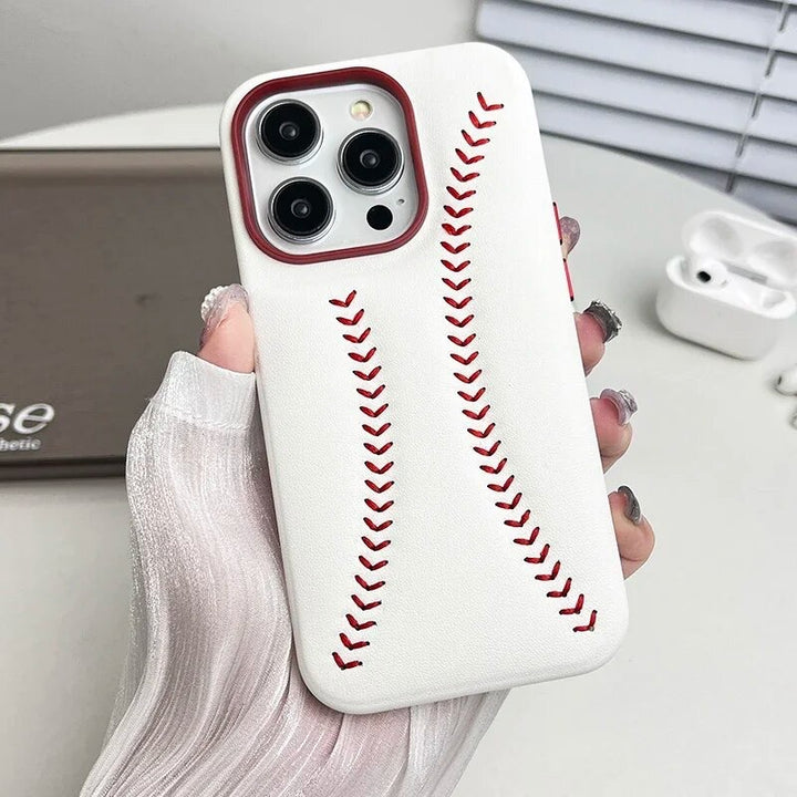 Baseball Design Kunstleder Hülle/Case für iPhone 16, 15-Serie | ZITOCASES®