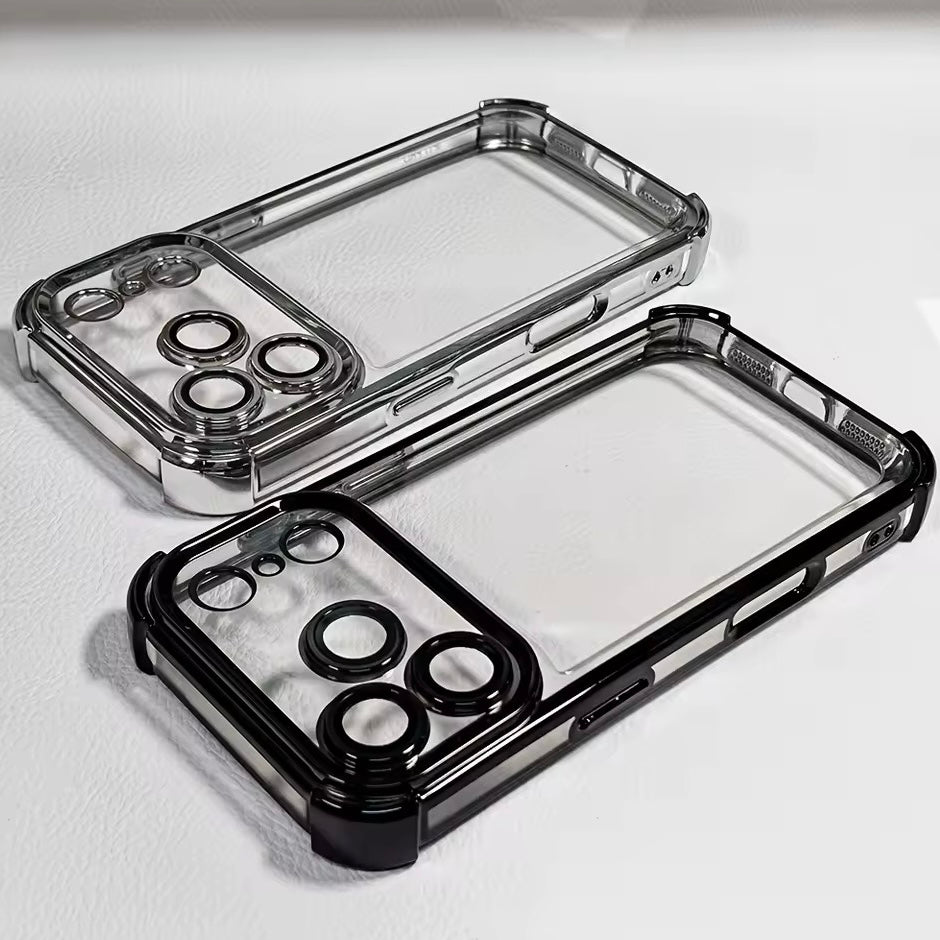 Transparente Hochglanz/Chrom Airbag Silikon Hülle/Case für iPhone 18 Pro, 18 Pro Max