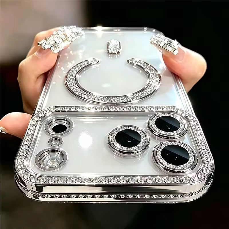 Transparente Glitzer/Diamant MagSafe/Magnet Hülle/Case für iPhone 18 Pro, 18 Pro Max