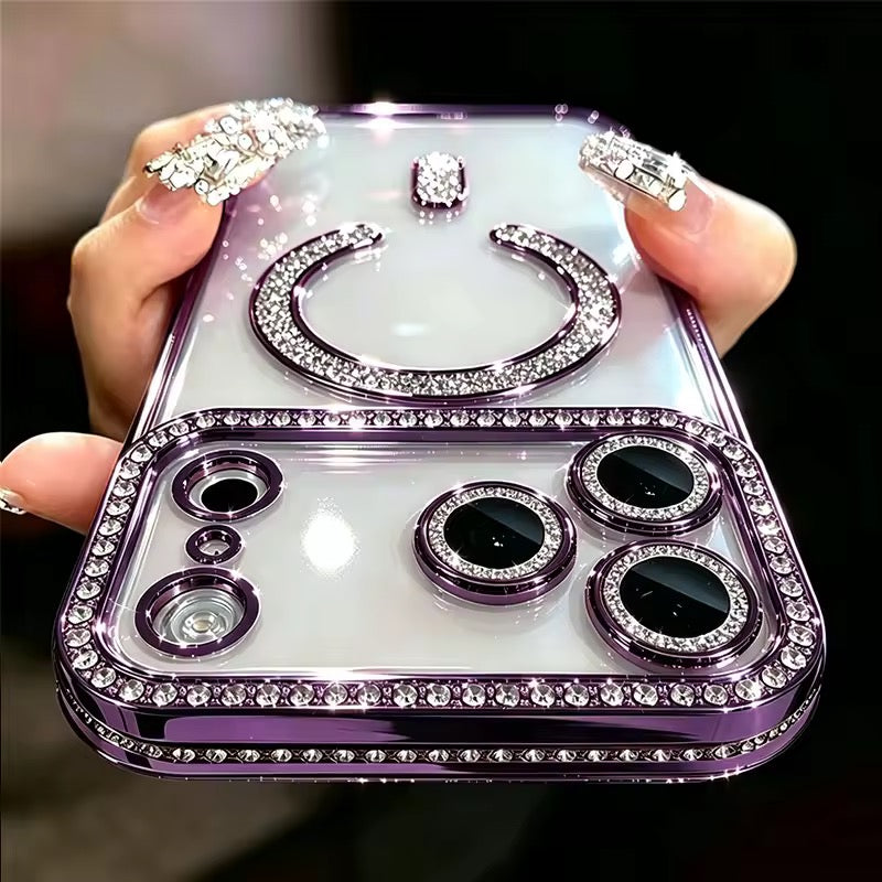 Transparente Glitzer/Diamant MagSafe/Magnet Hülle/Case für iPhone 18 Pro, 18 Pro Max