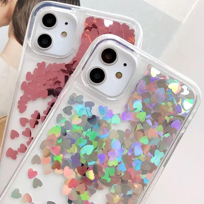 Liquid Schwimmende Glitzer Herz Hülle/Case verschiedene Farben für iPhone 16, 15, 14-Serie | ZITOCASES®