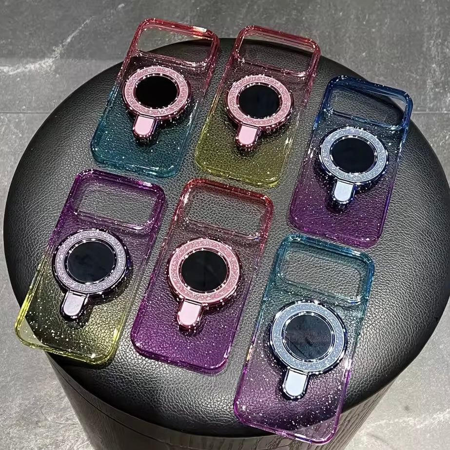 Transparente/Glitzer Spiegel MagSafe/Magnet Hülle/Case mit integriertem Ständer für iPhone 17 Pro, 17 Pro Max | ZITOCASES®
