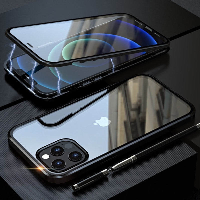 Wigento Handyhülle Für Samsung Galaxy S24 Ultra 360 Grad Magnet Glas Bumper  Handy Hülle