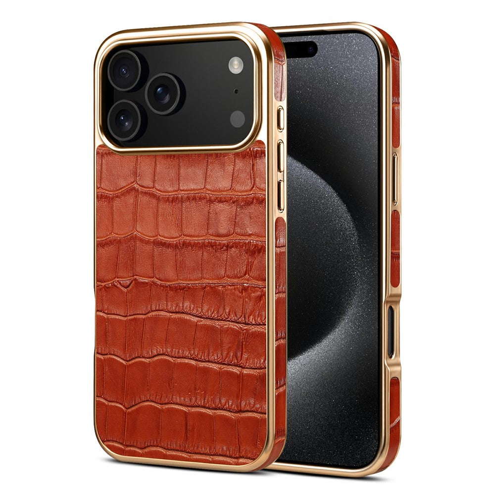 Gold/Chrom Krokodil-Leder Optik Hülle/Case für iPhone 17 Pro, 17 Pro Max | ZITOCASES®