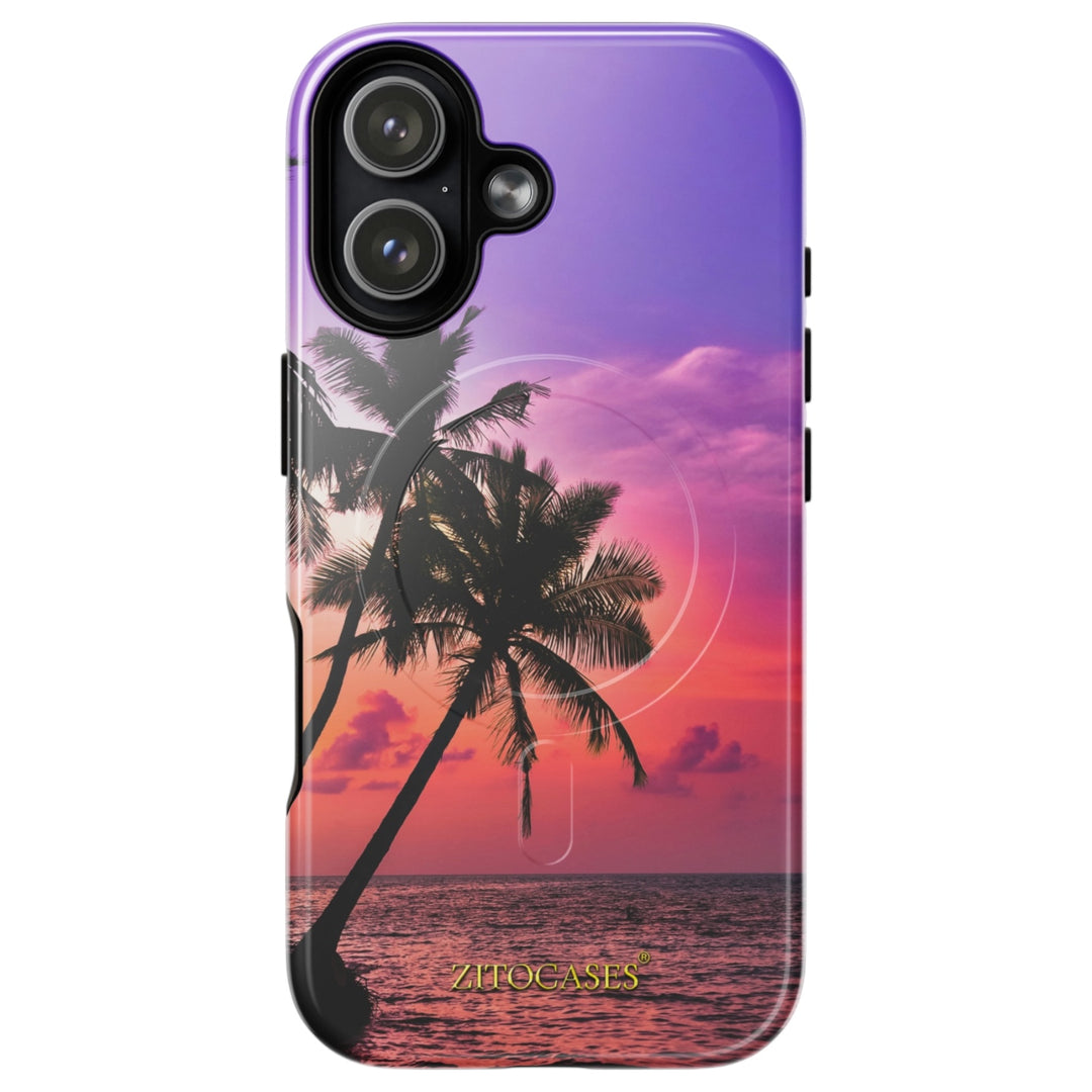 Dualschutz MagSafe/Magnet Palmen/Sonnenuntergang Design 2-in-1 Hybrid Hülle/Case für iPhone 17 | ZITOCASES®