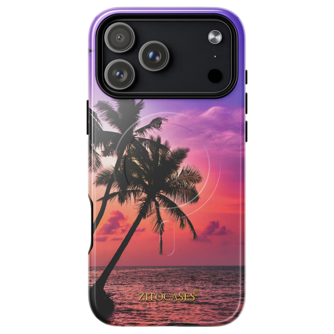 Dualschutz MagSafe/Magnet Palmen/Sonnenuntergang Design 2-in-1 Hybrid Hülle/Case für iPhone 17 Pro, 17 Pro Max | ZITOCASES®