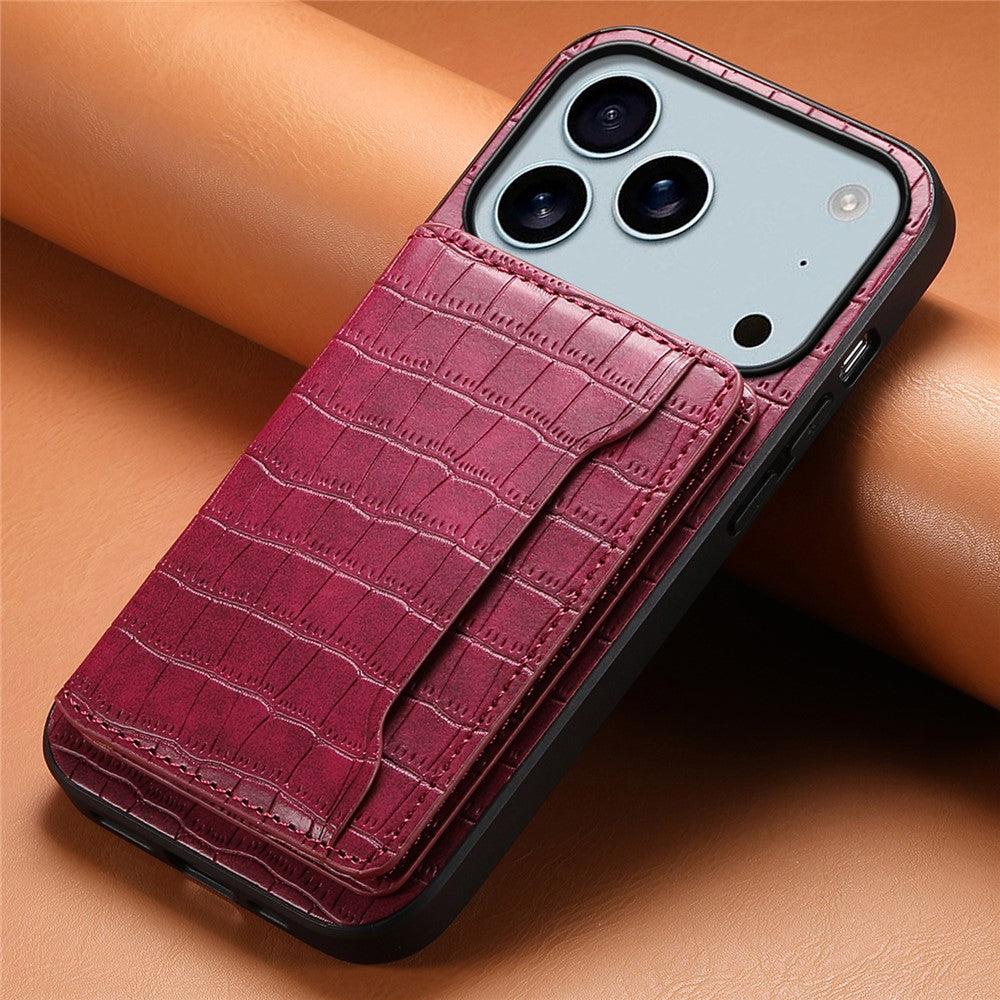 Krokodil-Leder Optik Hülle/Case mit Kartenfach und integriertem Ständer für iPhone 17 Pro, 17 Pro Max | ZITOCASES®