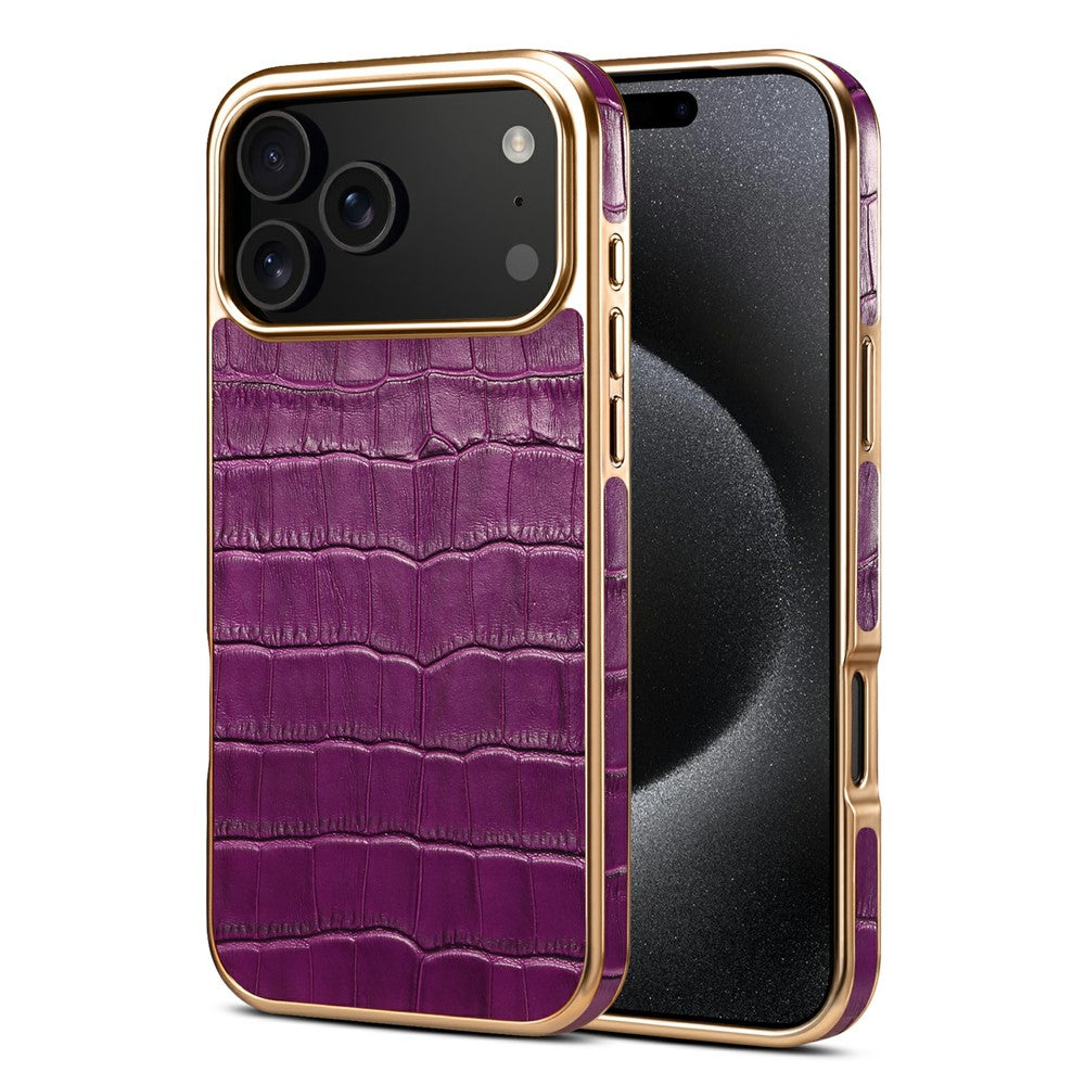 Gold/Chrom Krokodil-Leder Optik Hülle/Case für iPhone 17 Pro, 17 Pro Max | ZITOCASES®