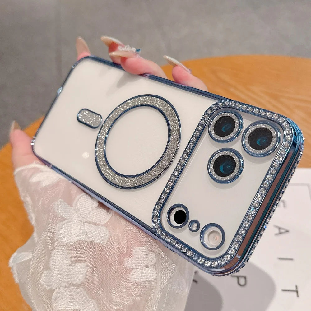 Transparente Glitzer/Chrom MagSafe/Magnet Diamant Hülle/Case für iPhone 17 Pro, 17 Pro Max | ZITOCASES®