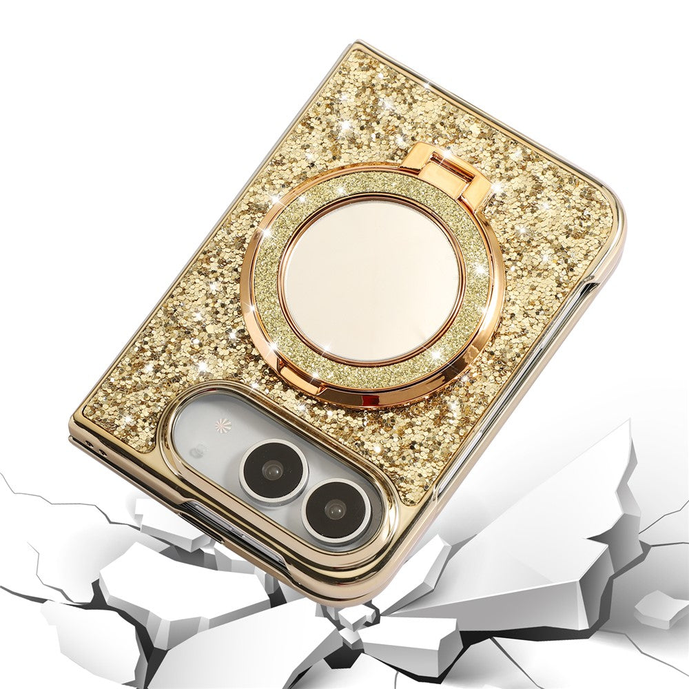 Spiegel/Glitzer Flakes MagSafe/Magnet Hülle/Case mit integriertem Ständer für iPhone Duo