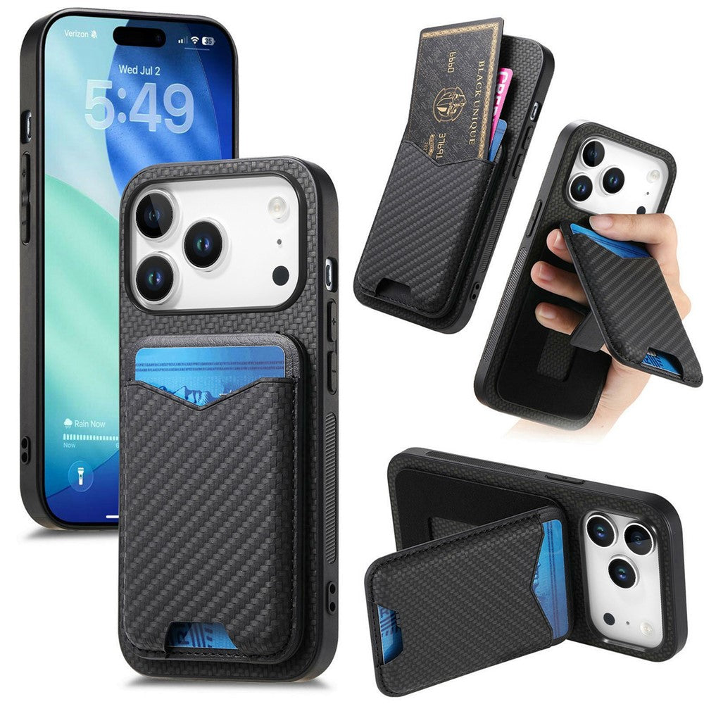 Carbon Optik Kartenfach Kunstleder/Silikon Hülle/Case für iPhone 18 Pro, 18 Pro Max | ZITOCASES®
